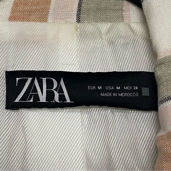 ZARA Striped Lapel Collar Oversized One Button Jacket Blazer Size Medium - Picture 9 of 12